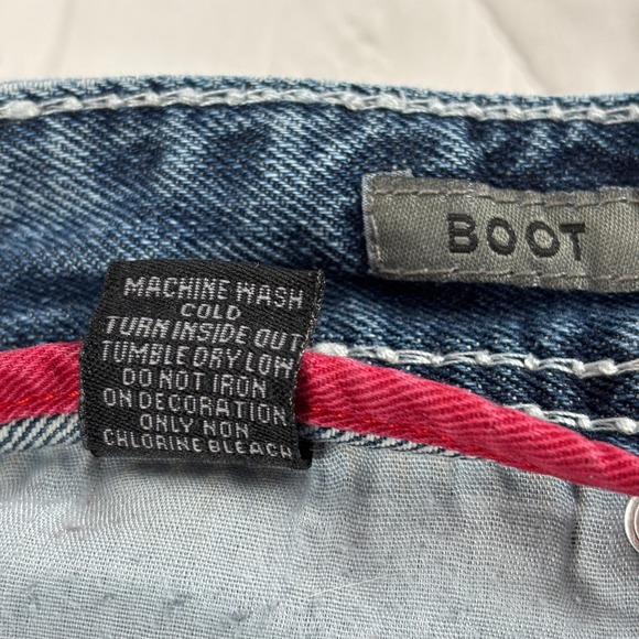 CJ Black Bootcut Jeans Men's 30x30 Blue Denim Red Stitch Distressed - Picture 8 of 12